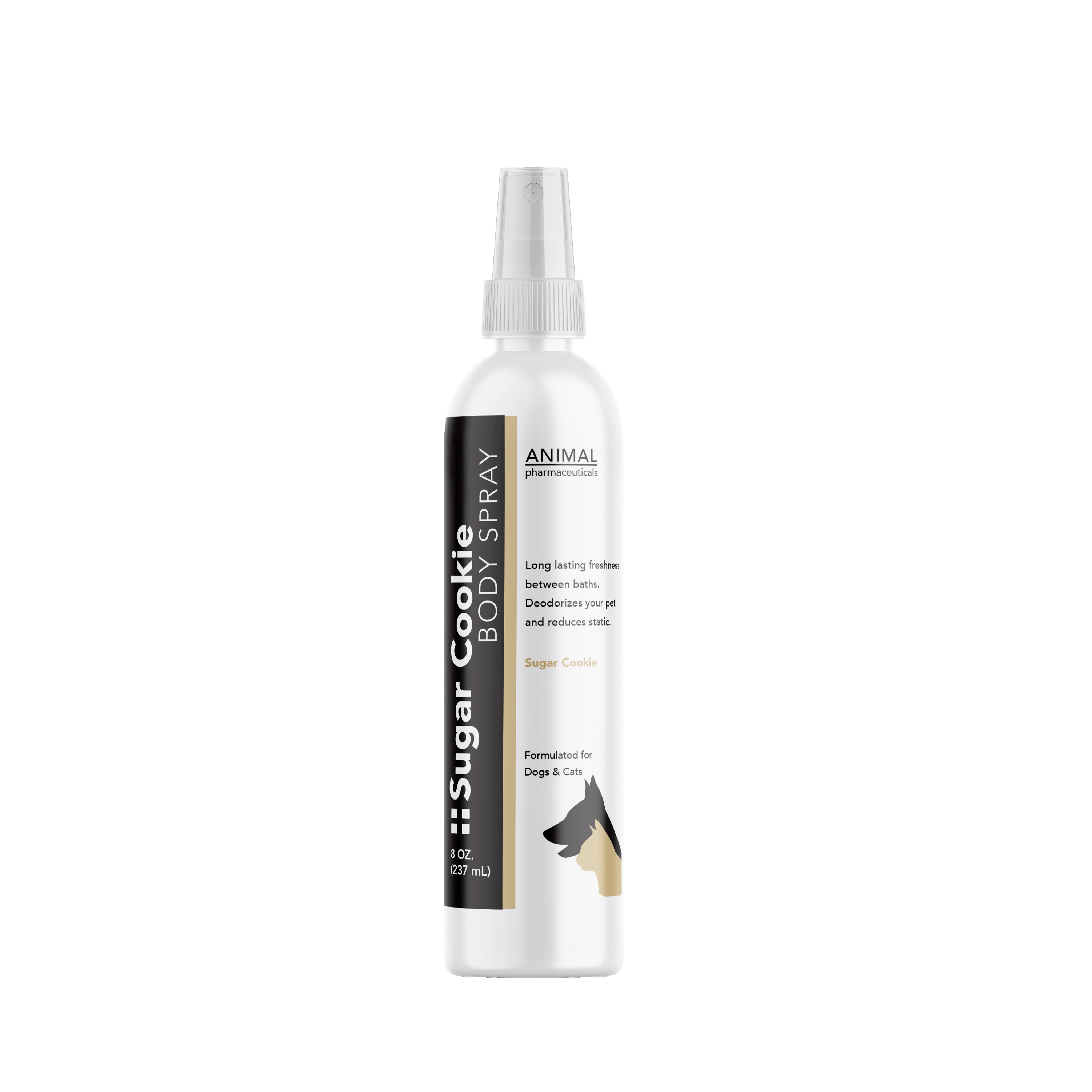 White spray bottle labeled 'Sugar Cookie' 