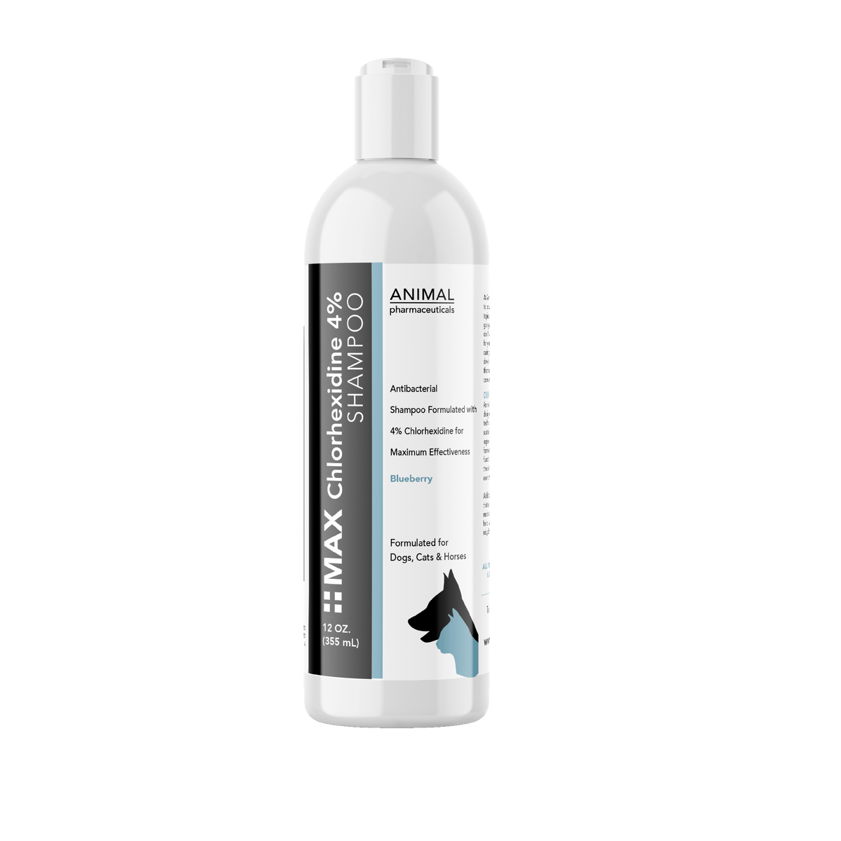 Bottle of Max Chlorhexidine 4% Shampoo 