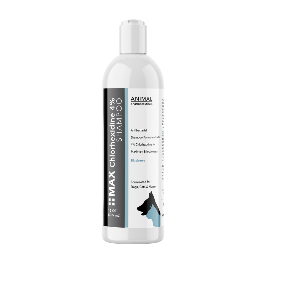 Bottle of Max Chlorhexidine 4% Shampoo 