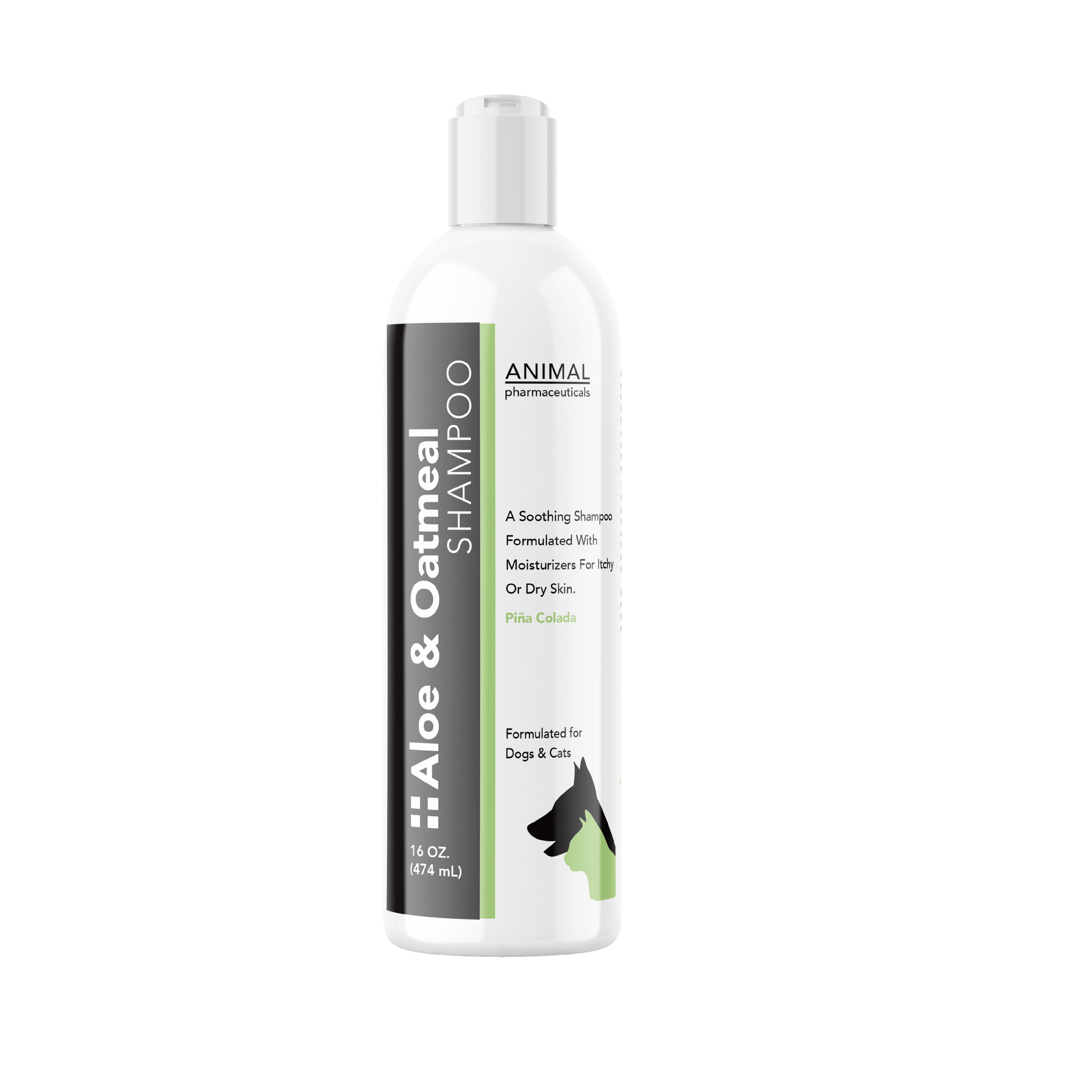 Shampoo bottle for animals with aloe and oatmeal 