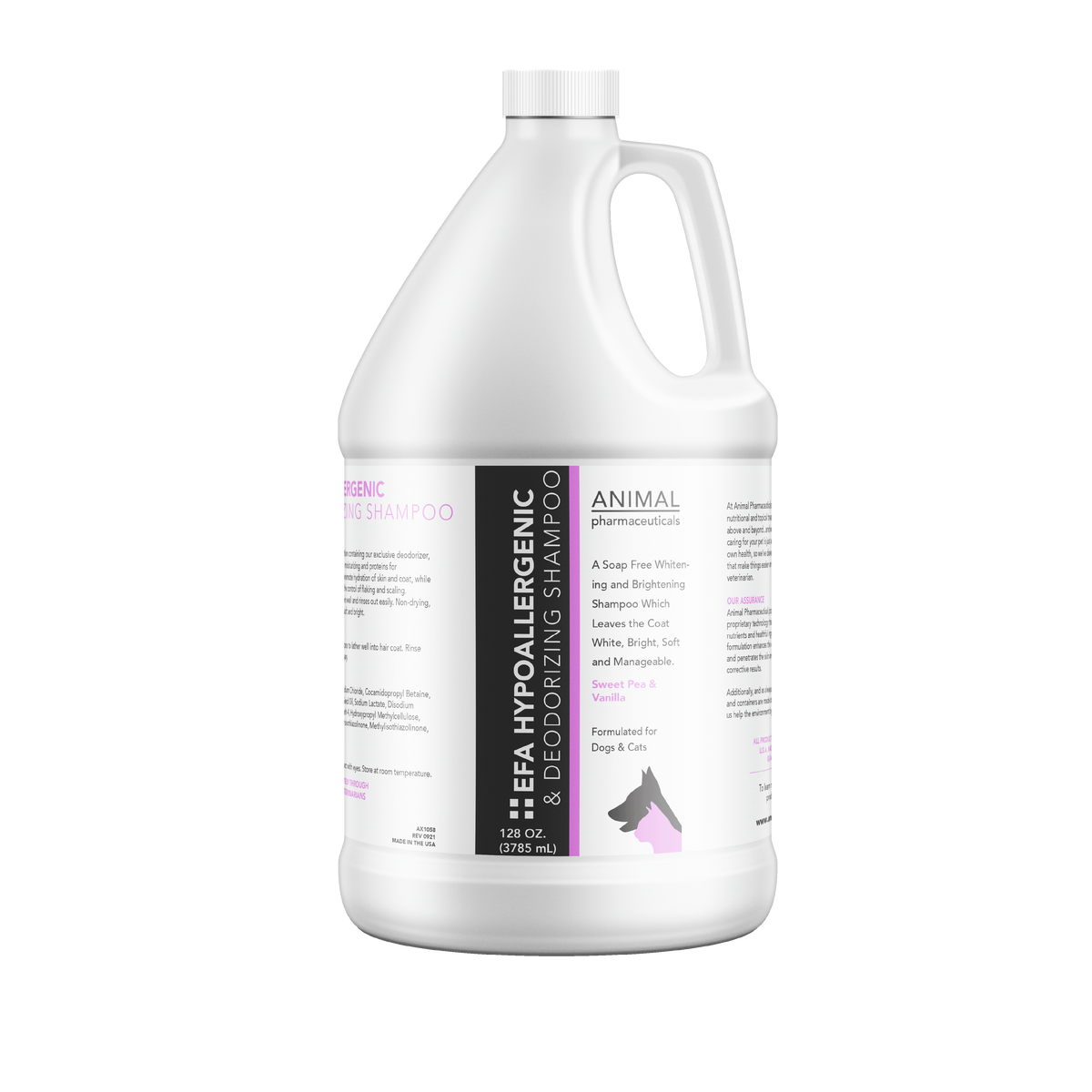 Gallon bottle of hypoallergenic shampoo