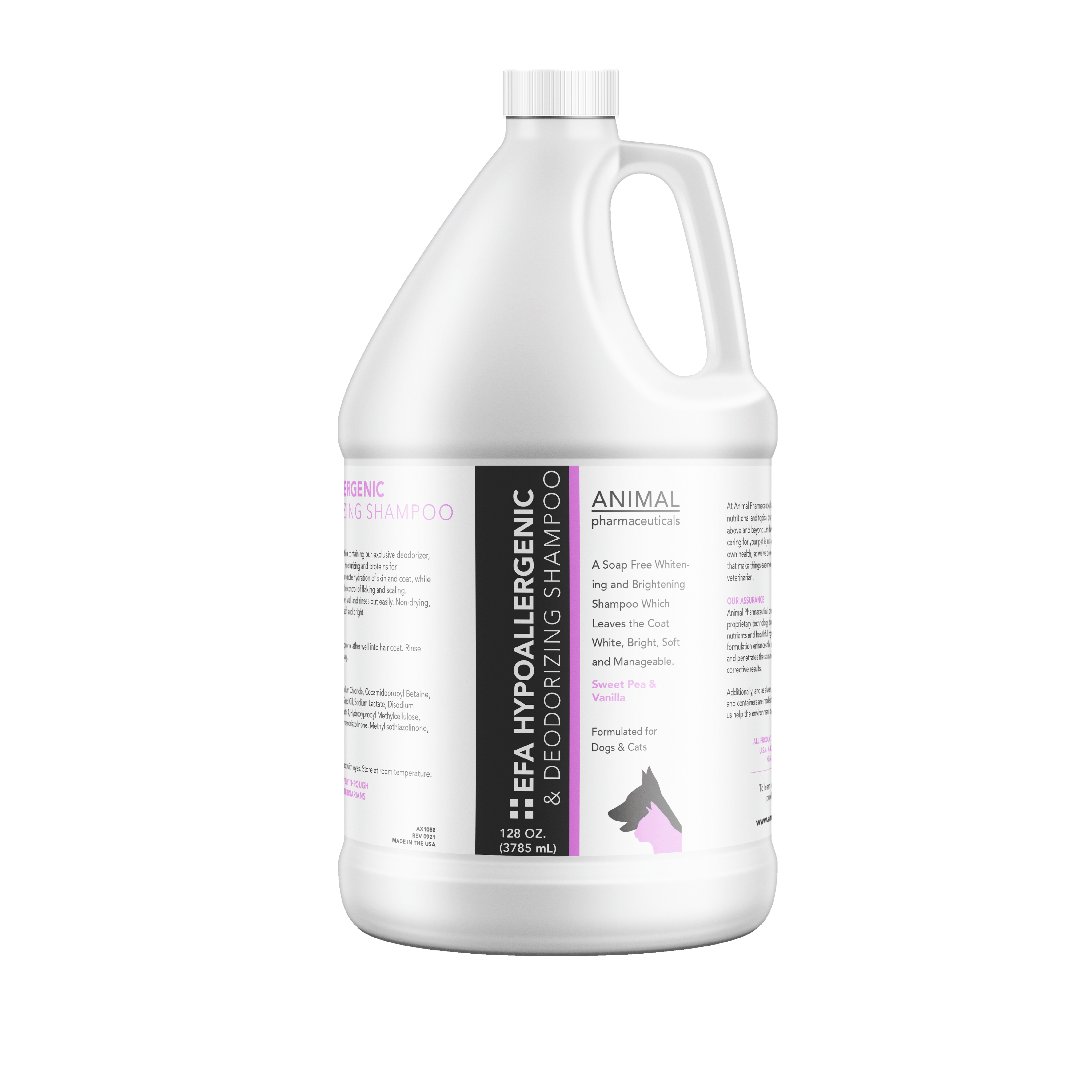 Gallon bottle of hypoallergenic shampoo