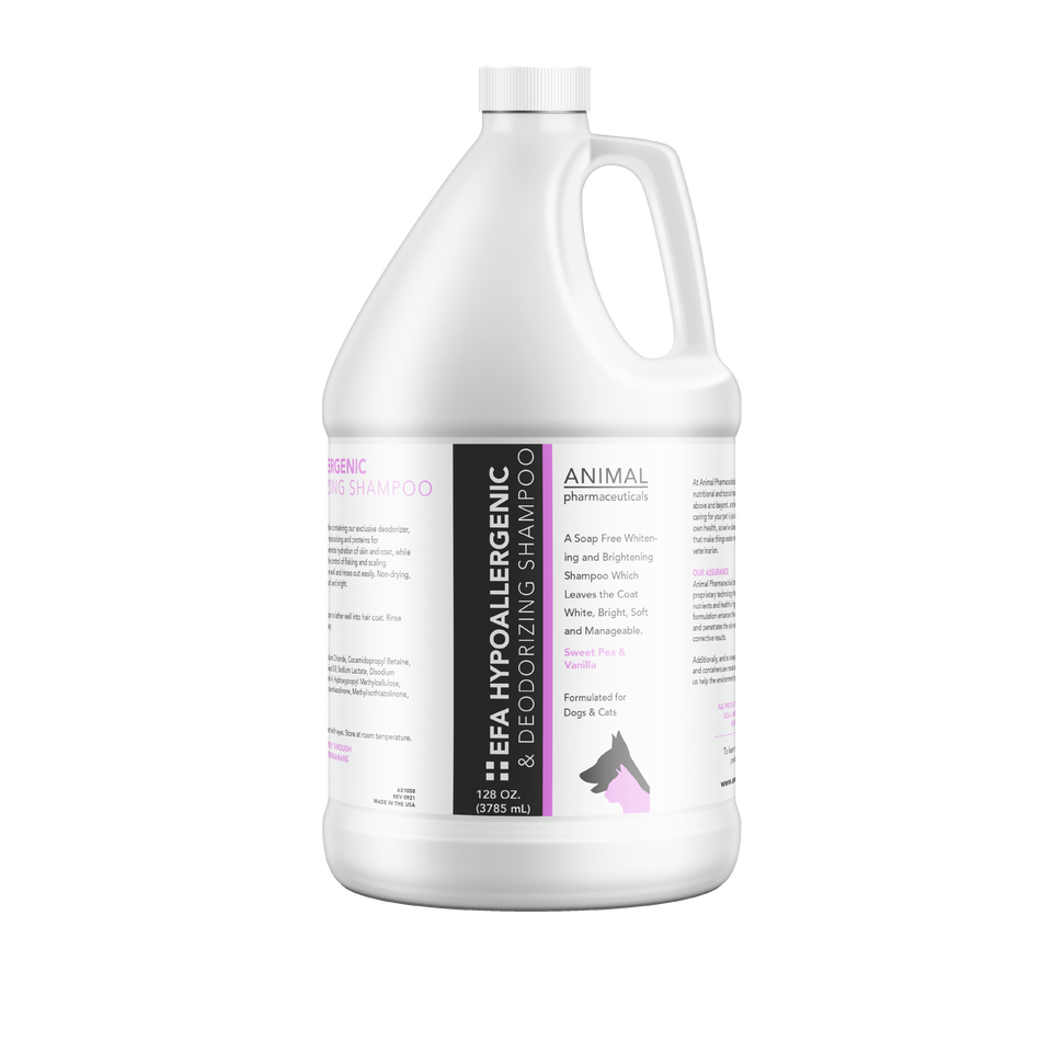 Gallon bottle of hypoallergenic shampoo