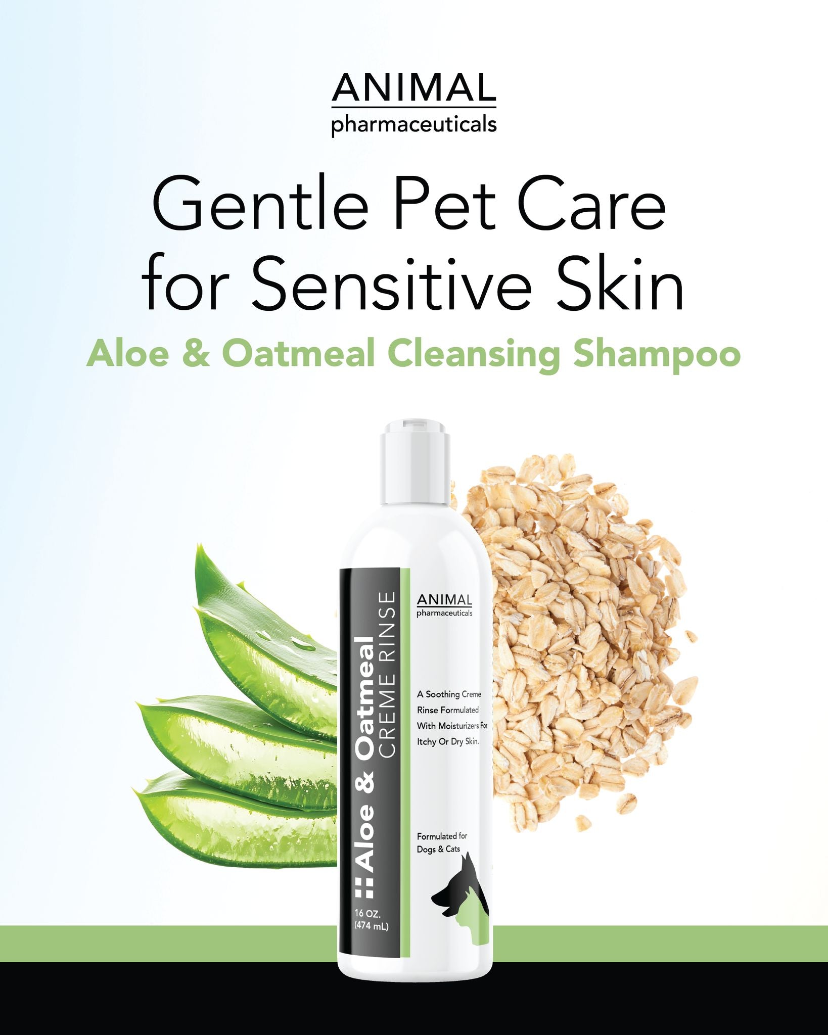 Pet shampoo bottle with aloe vera